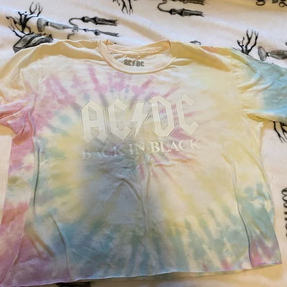 AC/DC Womans Tie-Dye CroppedT-Shirt size Xl - Picture 4 of 6